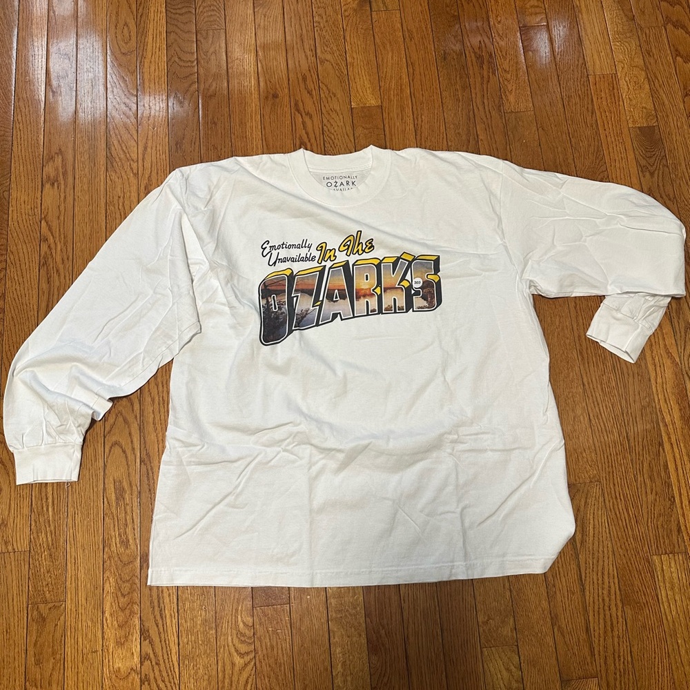 Emotionally Unavailable Long Sleeve Graphic Tee - White